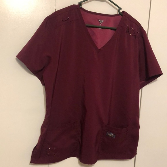 Koi Tech Tops Koi Tech Womens Xl Burgundy Scrub Top Poshmark